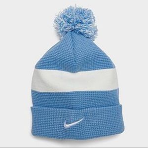 Unisex Nike sky blue/white Pom Pom beanie with removable Pom Pom